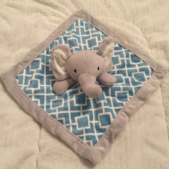 Levtex Elephant Blue Grey White Plush Baby Security Blanket Plush Lovey - Picture 2 of 3